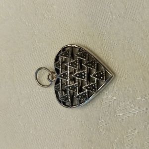 Vintage Sterling Silver Marcasite Heart Pendant
